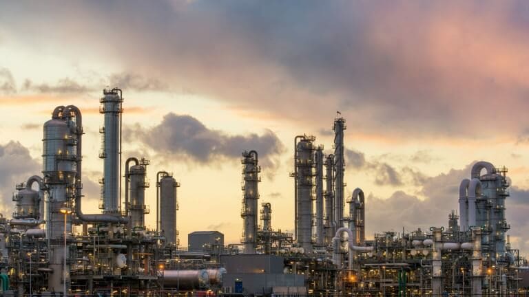 Oil refinery at the harbor in Rotterdam, Netherlands